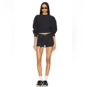 Zara Black Highrise Raw Hem Jean Shorts Cotton Size 6  Denim